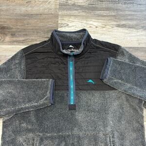 Tommy Bahama Cascade Coal Gray Blue Mens XL 1/2-Zip Pullover Fleece Sweatshirt
